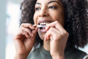 woman about to wear her invisalign west palm beach
