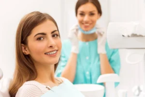 Patient with braces at best orthodontist for adults near you