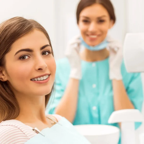 Patient with braces at best orthodontist for adults near you