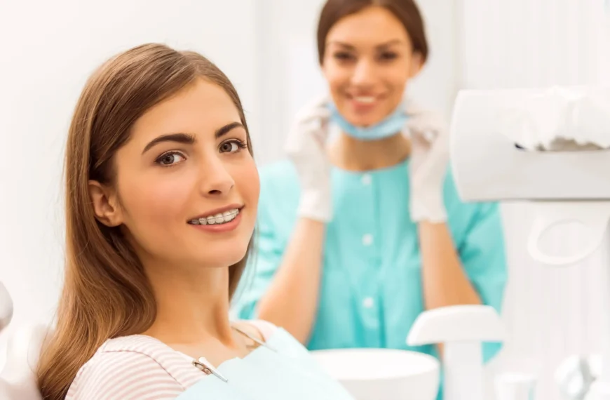 Patient with braces at best orthodontist for adults near you
