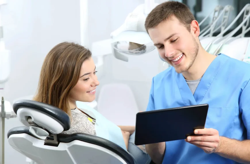 Patient talking with orthodontists in Forest Hill about dental care